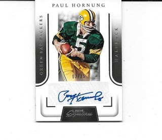 2016 PANINI PRIME SIGNATURES #PS PH AUTOGRAPH # 5 PAUL HORNUNG PACKERS 2/25