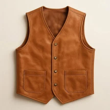 Real Leather Men's Vest Classic Western Biker Style Vest Brown & Black 2 Jackets