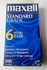 Maxell Standard Grade T-120 2-Hour Blank VHS Up to 6 Hours EP Mode New Sealed