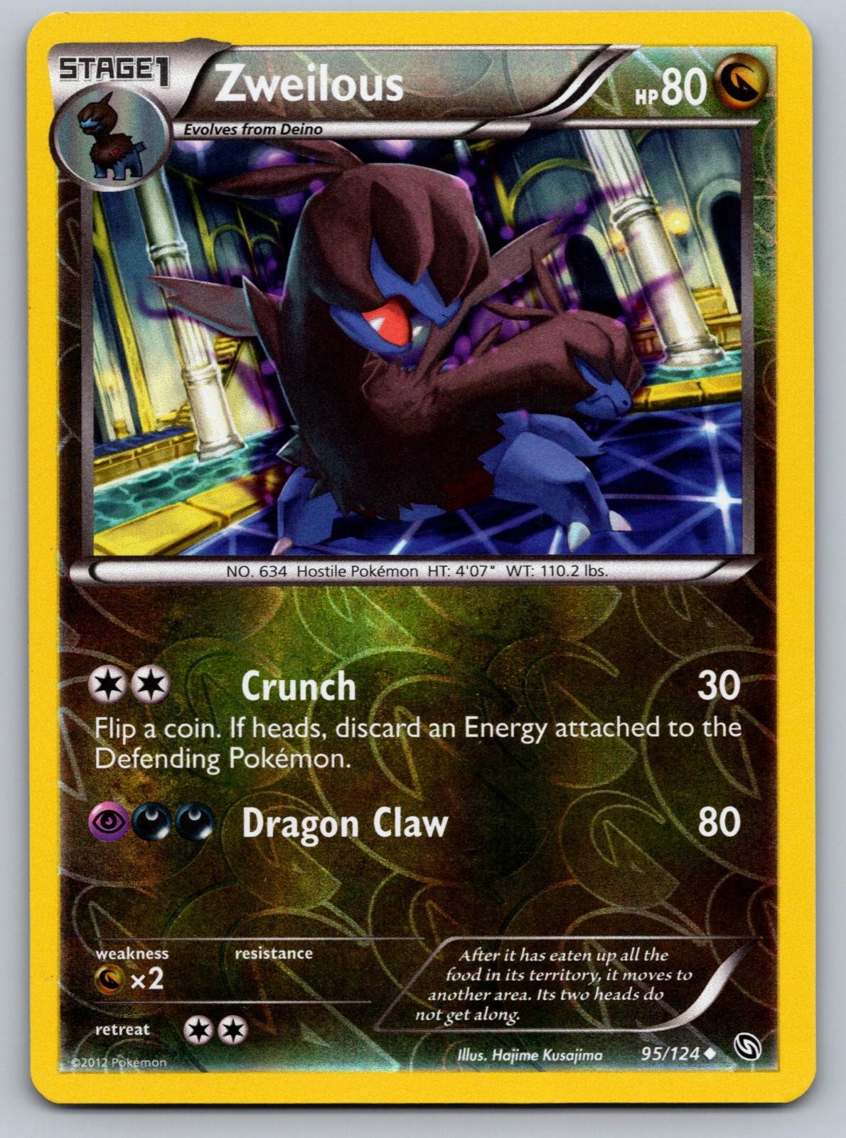 Zweilous 95/124 Uncommon Dragons Exalted Pokemon Reverse Holo Lightly Played