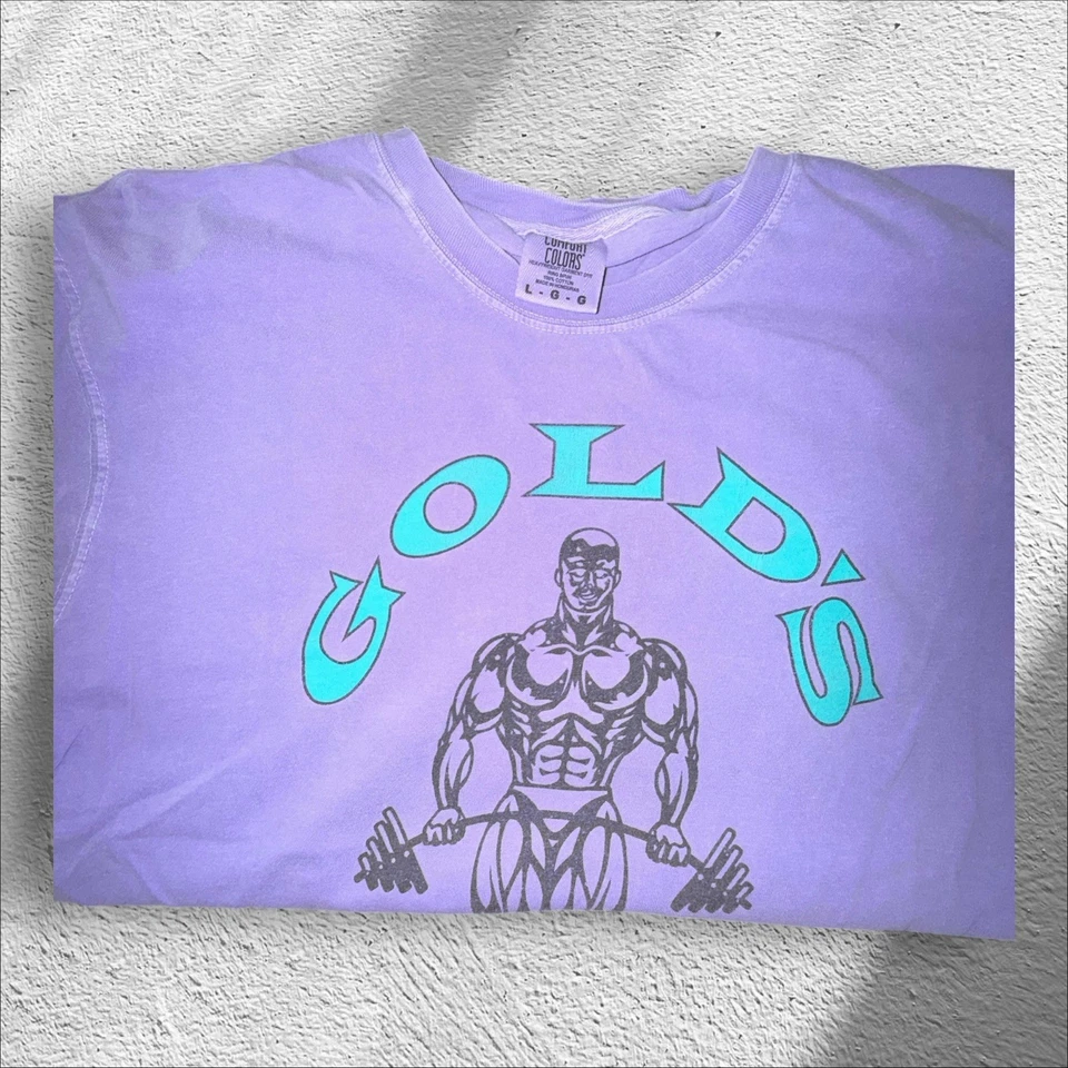 Gold’s Gym Men’s T-Shirt Size L Purple Blue Logo Weightlifter Graphic Tee - Image 3 of 3