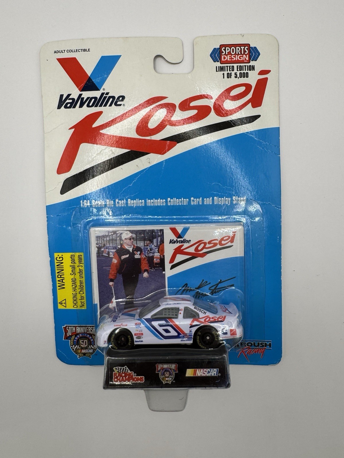 1998 Valvoline Kosei #6 NASCAR Thunderbird Diecast Model with Display Card
