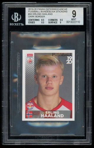 2019-20 Panini Bundesliga Sticker Erling Haaland Rookie Dark Border BGS 9 WW1702