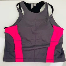 Sweaty Betty Workout Cropped Tank Top Size US 12 Gray Pink Athletic Racerback
