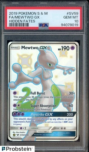 2019 Pokemon S&M Hidden Fates #SV59 FA/Mewtwo GX PSA 10 GEM MINT