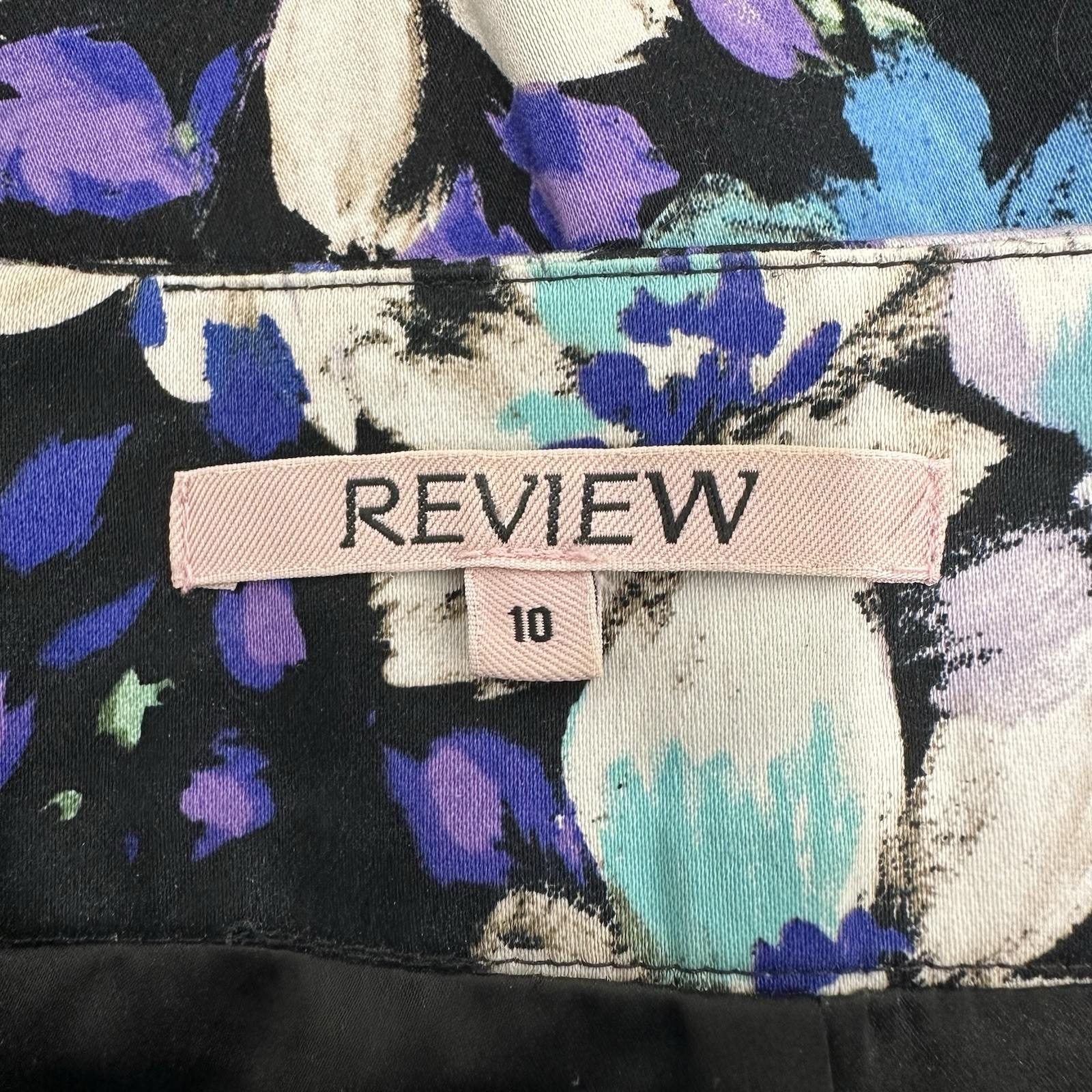 Review Midi Skirt Women AU 10 (30in Waist) Purple Floral Pencil Lined Stretch image 3