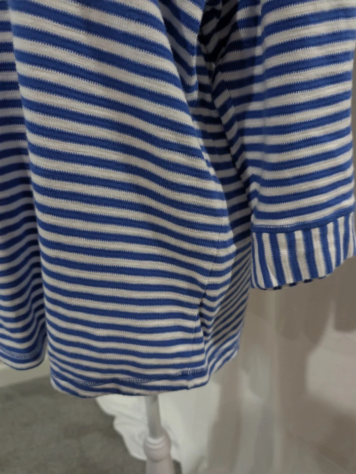 Camisa para mujer T by Talbots talla grande 1X azul a rayas algodón tejido ojo de cerradura top Foto 3 de 4