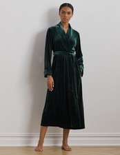 84 Lauren Ralph Lauren Women's Long Sleeves Shawl Collar Robe Green Small