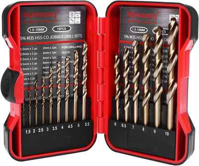 15-Piece M35 Cobalt Drill Bit Set, Metric 1.5 to 10Mm, 5% Cobalt HSS for Drillin