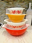VINTAGE SET 4 PYREX FRIENDSHIP Red Yellow-Orange CINDERELLA MIXING NESTING BOWLS