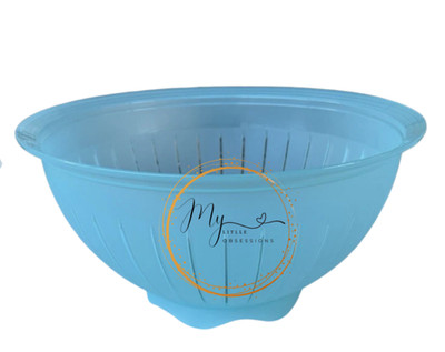 Tupperware Impressions Colander Strainer Bowl 3 Quart Blue New