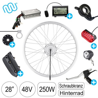 E-Bike Conversion Kit 28'' 48V 250W Rear Wheel Motor SILVER Hub Motor Wind Mile Bicycle