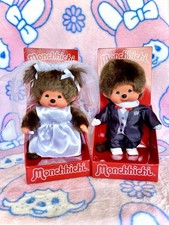 Sekiguchi Monchhichi Classic Bride  Groom 8" Plush Wedding Doll Set New 