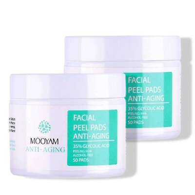 Glycolic Acid 35% Facial Exfoliating Peel Pads AHA Green Tea - 50 pads USA Stock