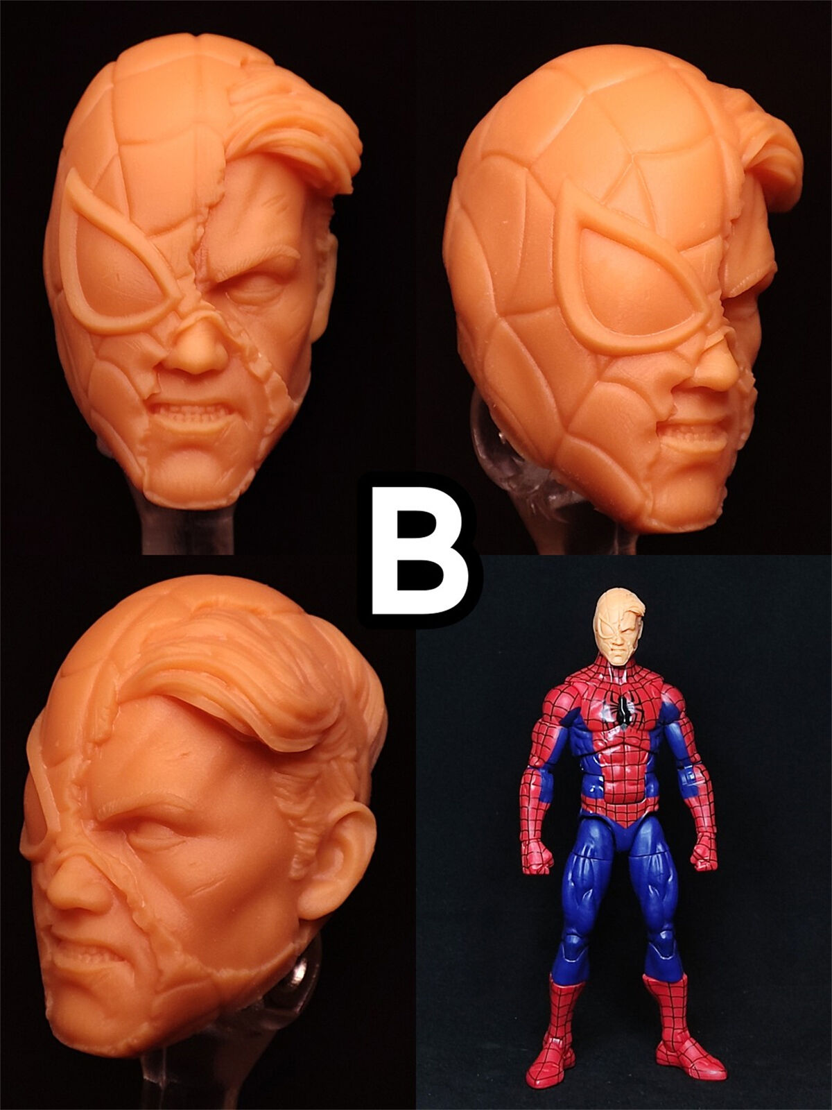 Web of Shadows Spider-Man head (Marvel Legends compatible)