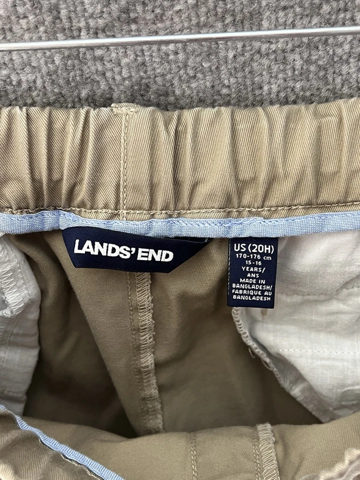 Pantalones chinos Lands End para niños talla 20H 20 tostado husky bolsillos ajustables en la cintura Foto 3 de 4