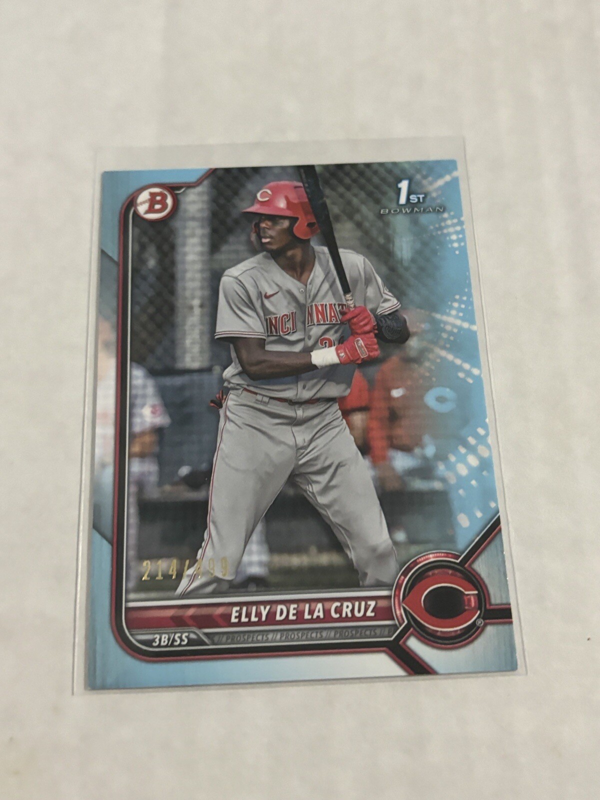 2022 BOWMAN First 1st #BP-50 ELLY DE LA CRUZ Light Sky Blue Paper /499 REDS RC