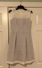 Calvin Klein White Embroidered Eyelet Mesh Dress, Size 4
