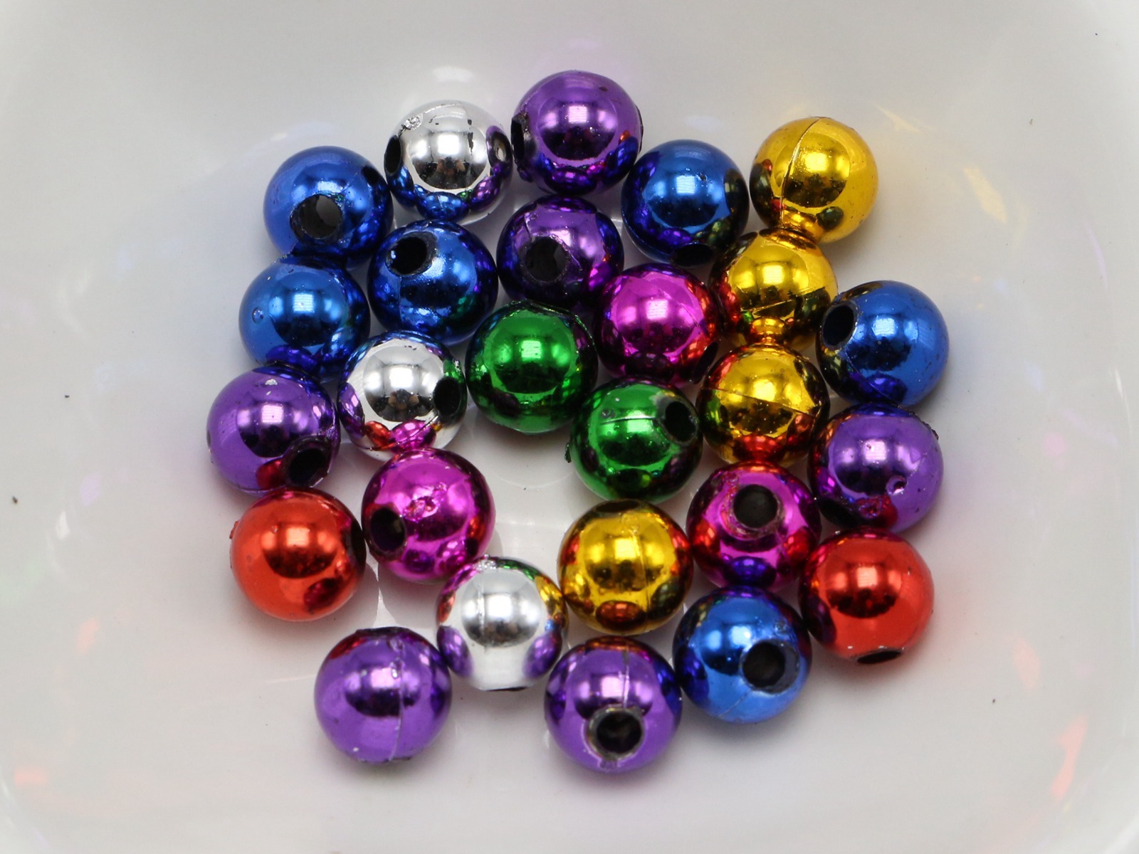 200pcs Mixed Metallic Color Acrylic Round Beads 8mm DIY Christmas Craft