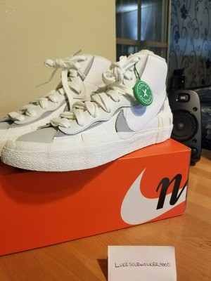 nike blazer mid sacai white grey