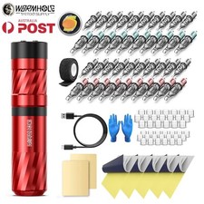 Wormhole Tattoo Machine Kit Wireless Motor Pen Gun Color Ink Power Supply Needle