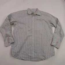 LL Bean Shirt Mens Large Long Sleeve Button Front Plaid Pockets 16 1/2