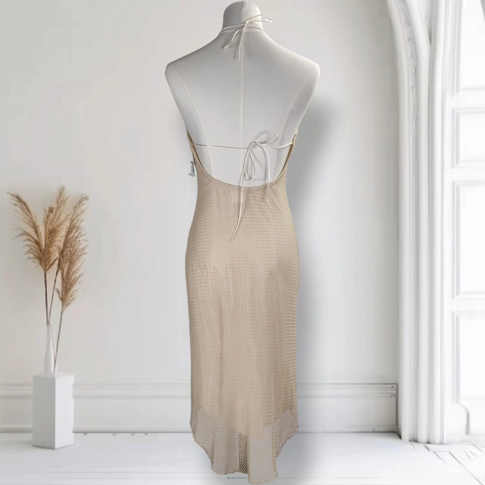 Mini Vestido LM Lulu Patricia Forgeal Sin Espalda Talla S Vintage Tejido Texturizado Halter Foto 4 de 4