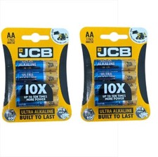JCB Ultra Alkaline AA 1.5v 4 Pack Batteries, Pack Of 2 Long Lasting