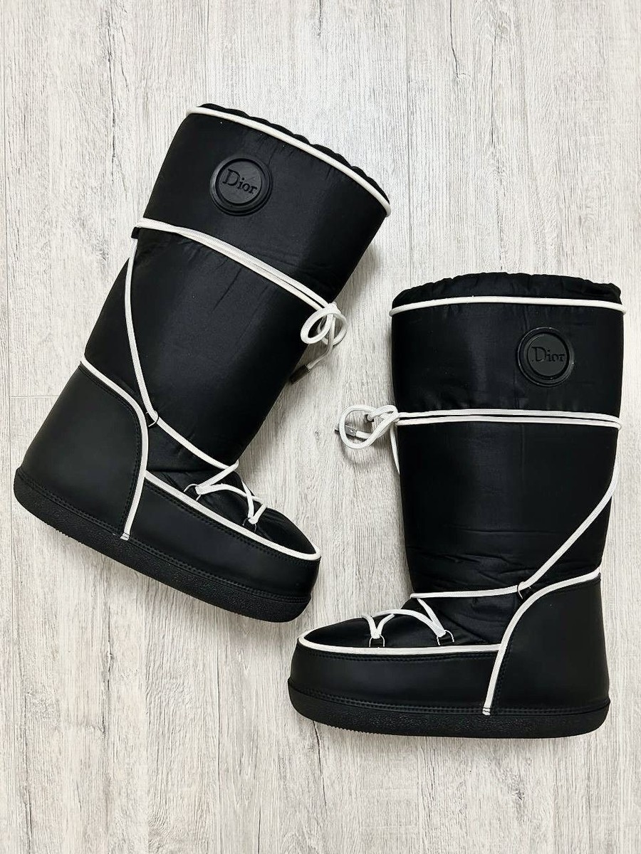 Y2K Dior by John Galliano Black White Snow Moon Ski Boots