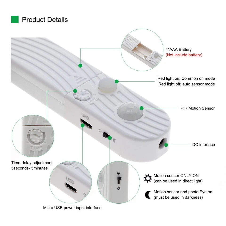 5V Motion Sensor LED Strip PIR Sensor LED Strip 2835 for Under Bed Light Bedroom - Image 4 of 4