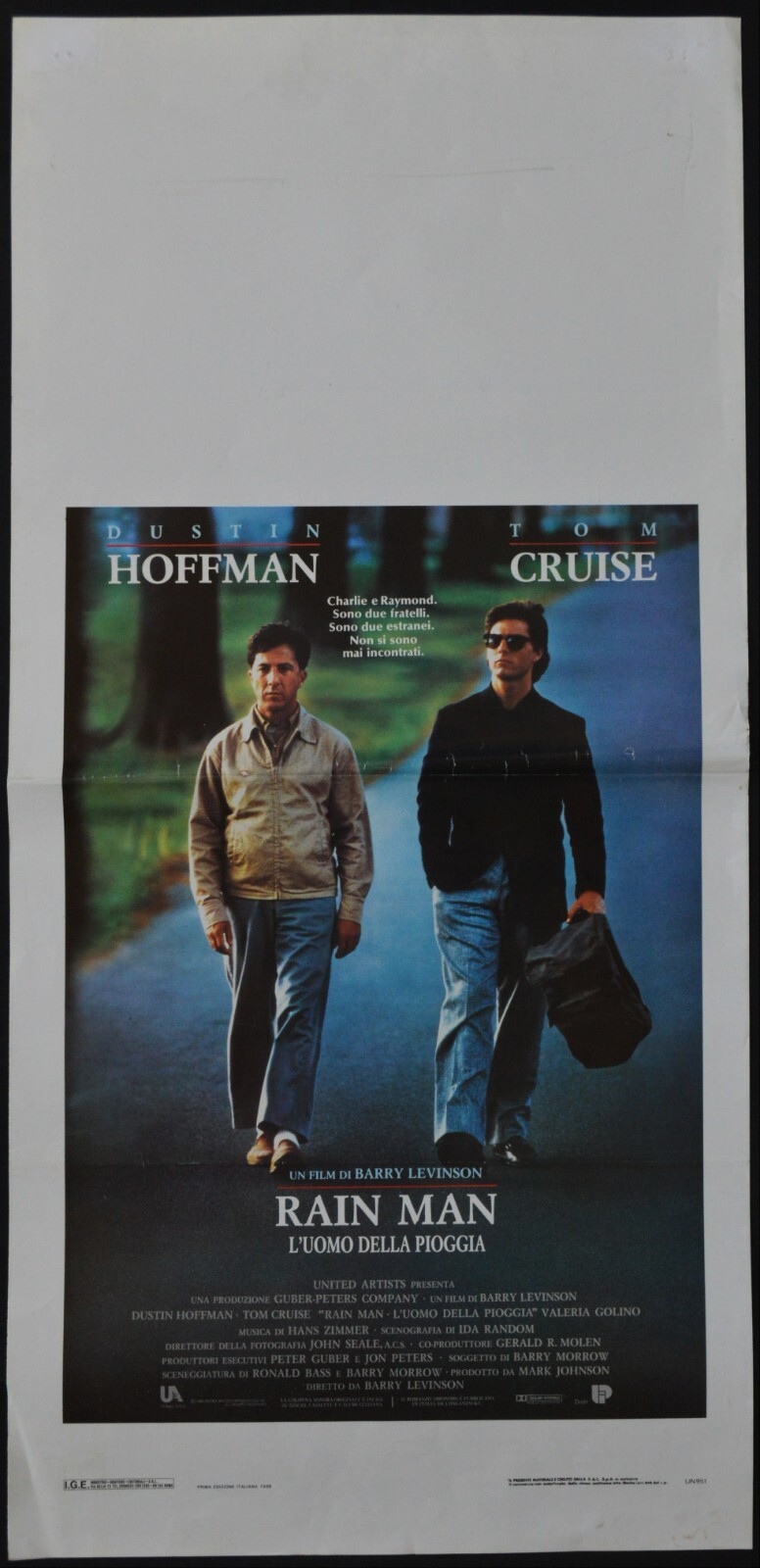 Locandina originale film Rain Man - L'uomo della pioggia (1988) - Regia di Barry Levinson