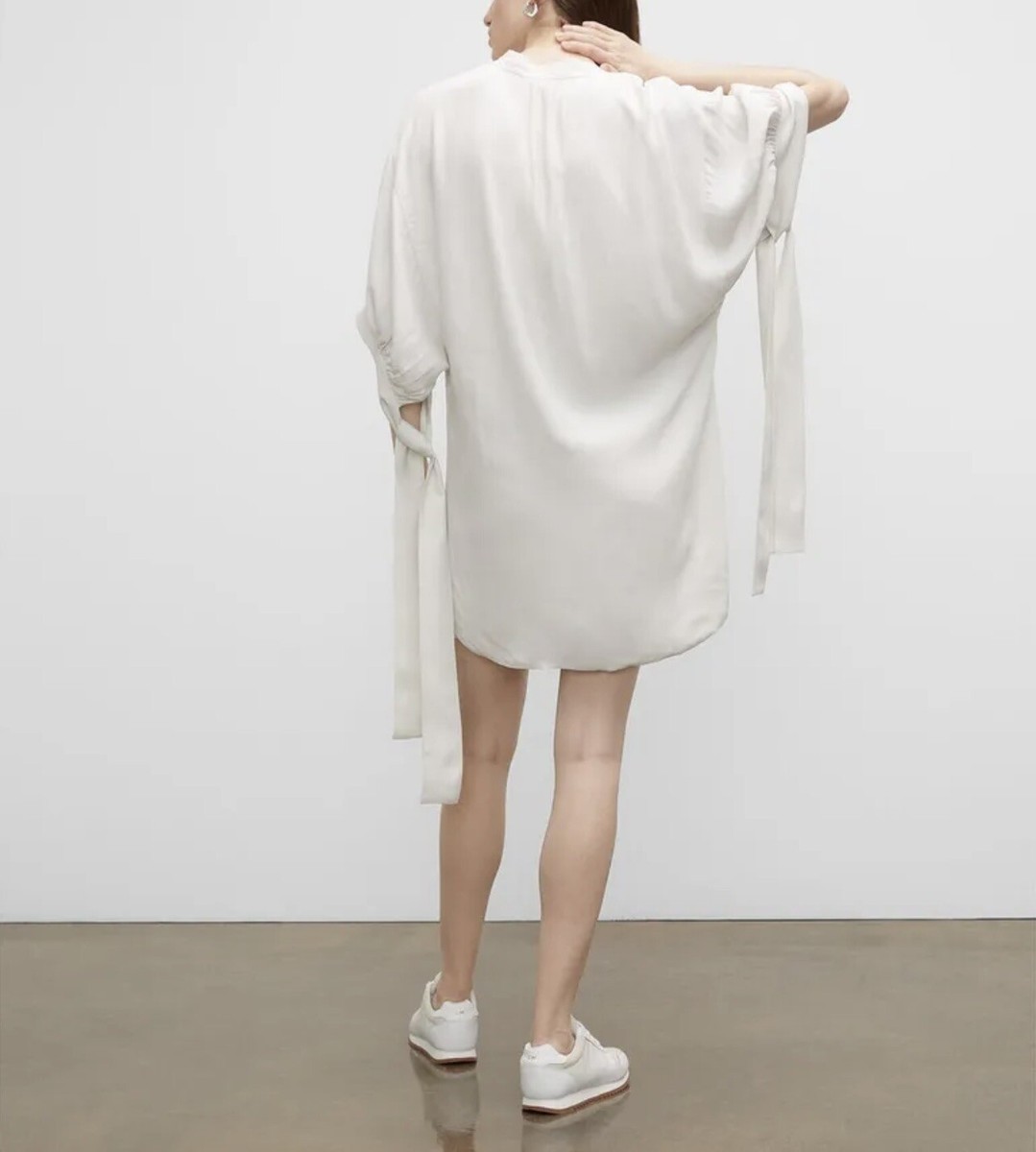 $259 CLUB MONACO Tie Sleeve Dress 2 White