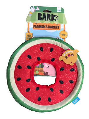 Bark Box Dog Toys Slobbermelon Fetch Crinkly Squeaky Frisbee