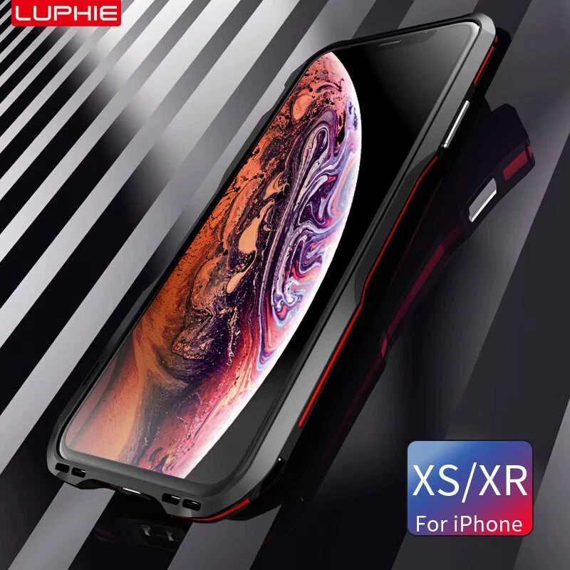 Funda protectora híbrida Luphie de aluminio y metal para iPhone 13 12 11 Pro Xs Max XR Foto 3 de 4
