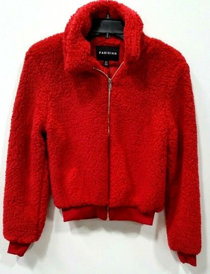 red fuzzy jacket