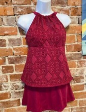 Denim  Co Beach RaspBerry Pink Lace High Neck Tankini  Skirt 18W New Swimsuit