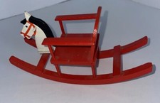 Vintage Germany Miniature Wood Toy Rocking Horse For Doll Or Larger Dollhouse