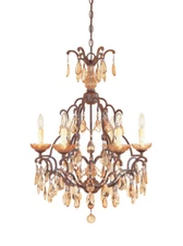 Designers Fountain Bollo Venetian Bronze And Amber Crystal 6 Light Chandelier