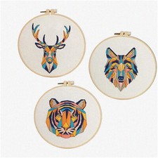 StitchCraft Pro: Ultimate Embroidery Kit for Beginner Adults  Kids - 3 Pack Cro