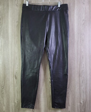 Simply Vera Vera Wang Womens Pants L Black Faux Leather Skinny Stretch Pull-On