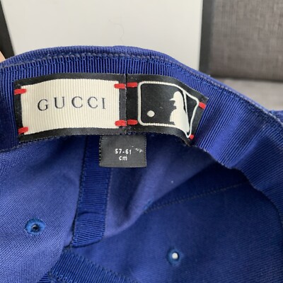 Blue Gucci Cotton Butterfly NY Yankee Baseball Hat Size 57-61 BOX