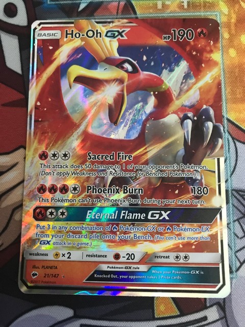 Pokemon Sun Moon Burning Shadows Ho Oh Gx 21 147 Ultra Rare