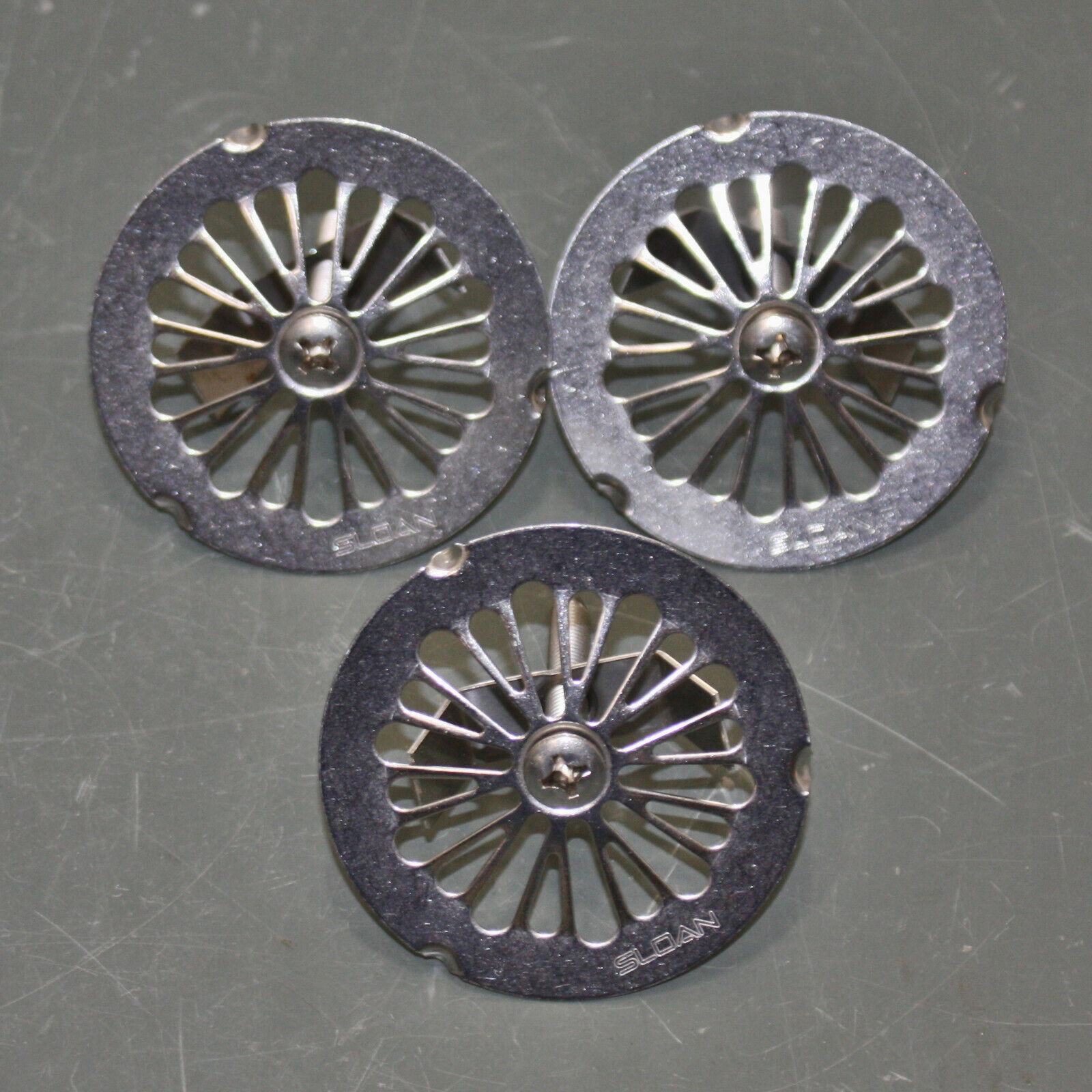 (3) Sloan Replacement Urinal Strainer Assembly 0319300, 2-3/4" Metal Drain Cover