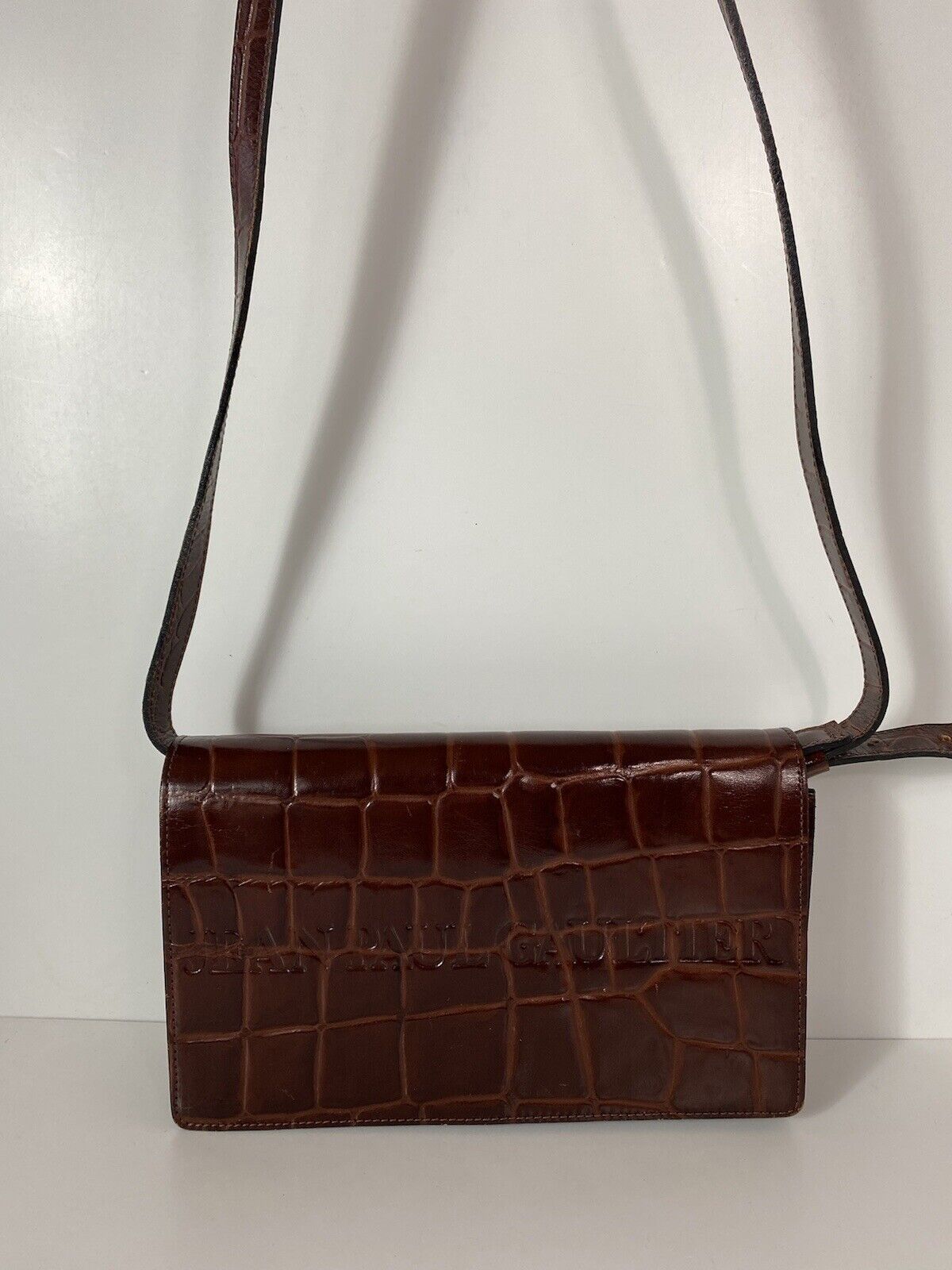 RARE VTG JEAN PAUL GAULTIER BURGUNDY CROC BAG