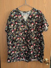 Two Christmas Women's Scrub Tops Size XL Cassandra O Brand New Condition