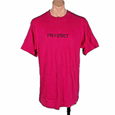 Vtg y2k 90s PRO-SPIRIT stitched spellout Magenta crewneck tshirt XL USA MADE