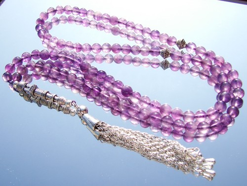 6mm x99 AMETHYST PRAYER BEADS ISLAMIC TASBIH MISBAHA QURAN GIFT - Picture 2 of 6