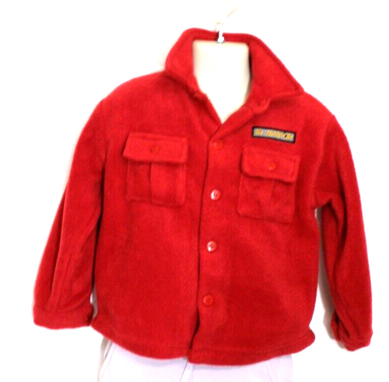 LITTLE REBELS Red JR. AVIATOR Fleece Jacket Sweater Size 4T Button Front L/S
