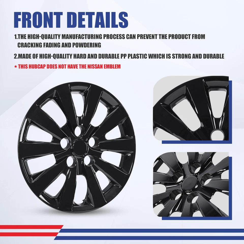 For 2013-2019 Nissan Sentra 2011-2017 Nissan Leaf 16" Hubcap 4 Wheel Covers - Изображение 3 из 4