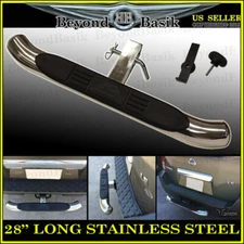 28" Long 3" Round STAINLESS STEEL Hitch Step Bumper Guard for 2" Receivers